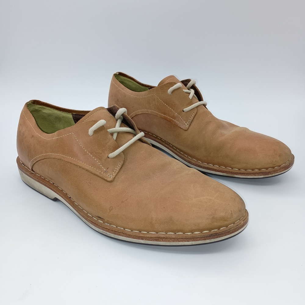 Cole Haan Lunarlon Mens 12M Tan Leather Oxford Shoes Dress Casual Light‎ Brown